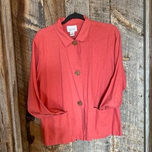 Christopher & Banks Women’s L linen rayon crop blazer jacket